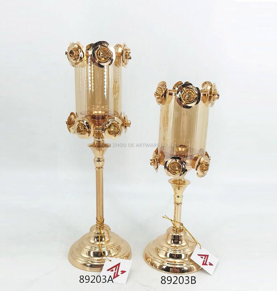 Candle Holder With Metal Flower 89203