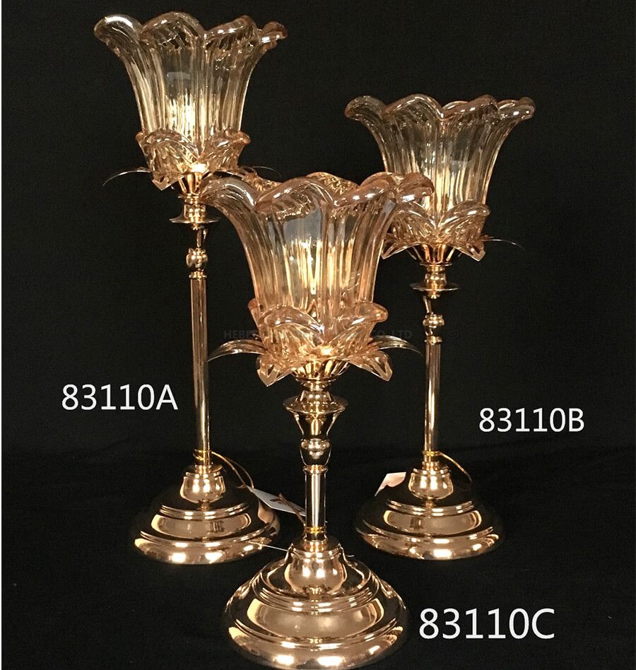 golden 83110A 83110B 83110C crystal metal candle holder