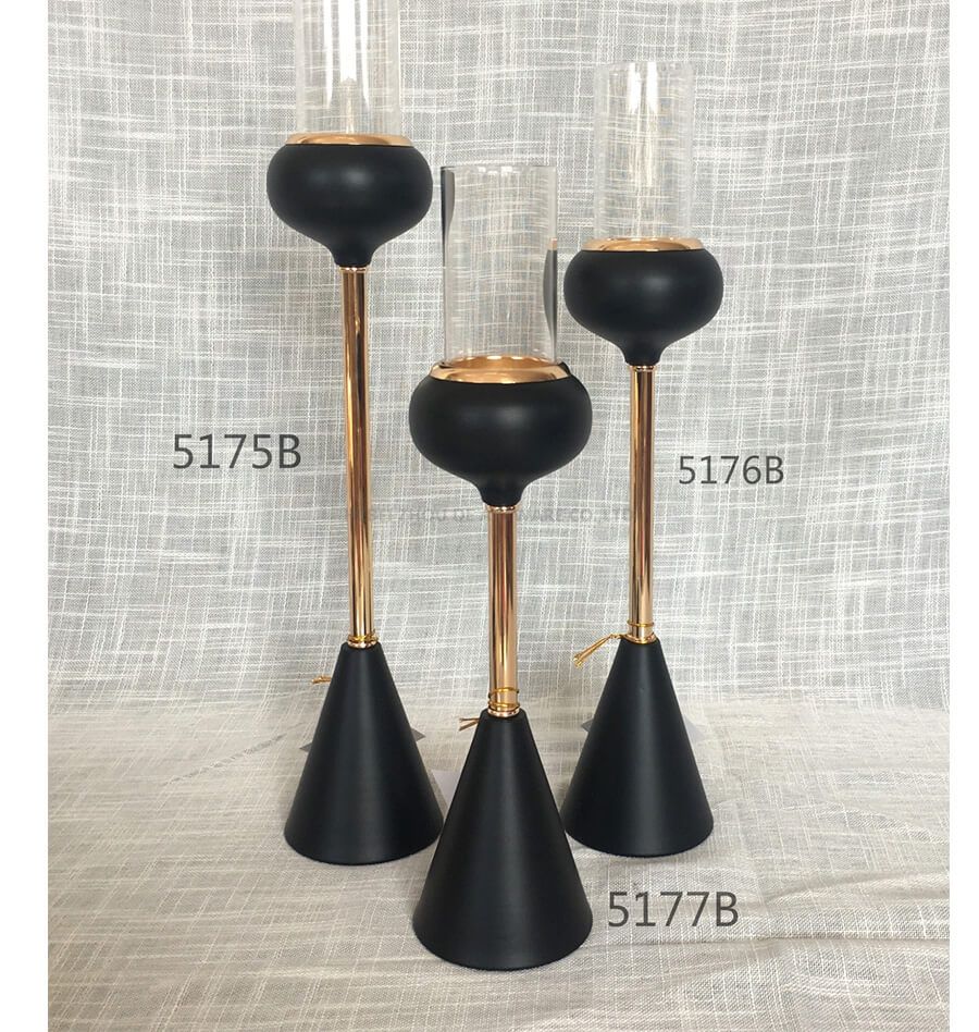 BLACK METAL CANDLE HOLDER 5175B 5176B 5177B