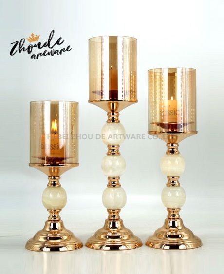 New home goods metal candle holder gold 90701