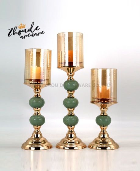 CERAMIC AND METAL CANDLE HOLDER 90530