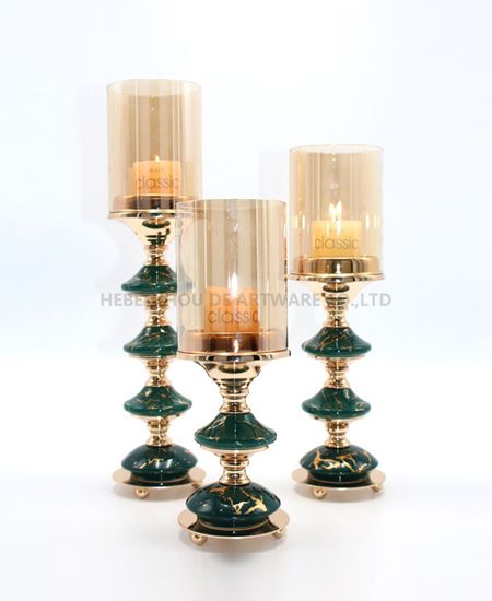 CERAMIC AND METAL CANDLE HOLDER 90809