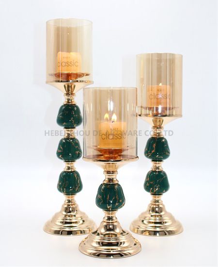 CERAMIC AND METAL CANDLE HOLDER 90810