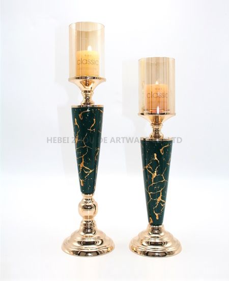 CERAMIC AND METAL CANDLE HOLDER 90813