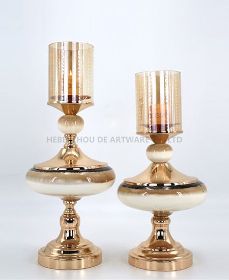 CERAMIC AND METAL CANDLE HOLDER 89807