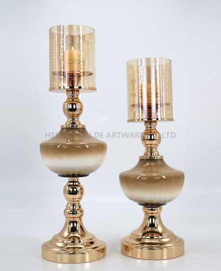 CERAMIC AND METAL CANDLE HOLDER 89808