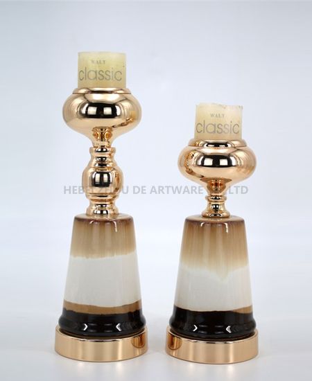CERAMIC AND METAL CANDLE HOLDER 89812
