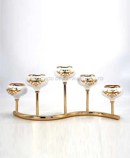 WHITE AND GOLD METAL CANDLE HOLDER 5536GB