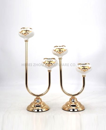 WHITE AND GOLD METAL CANDLE HOLDER 52208