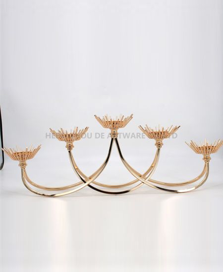 new fashion 5 heads gold metal candle holder 91201