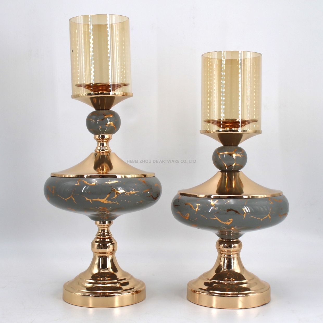 plated golden candle holder set decoration 91407