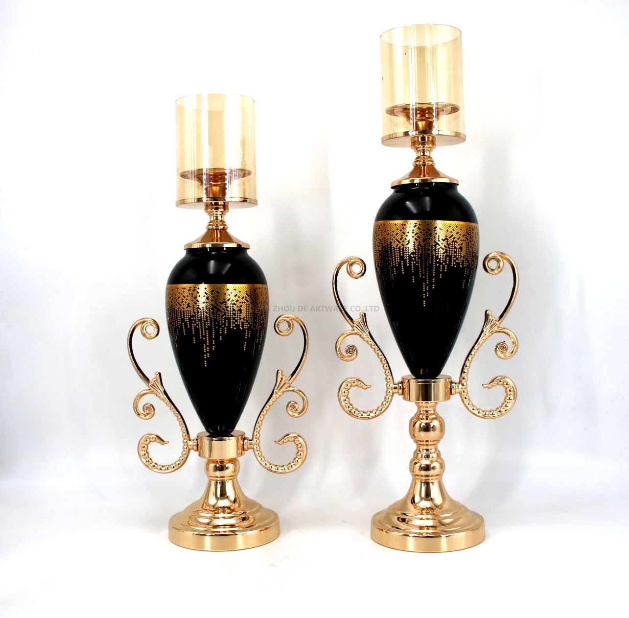 black glass candel holder for home deciration factory