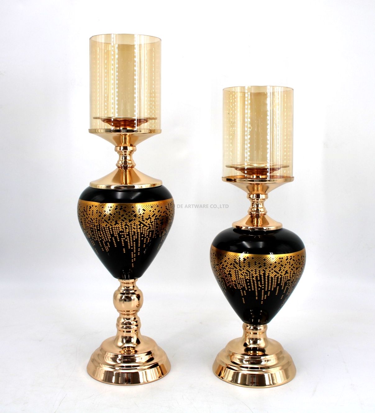 black glass candle holder for home decoration manufacture