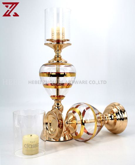 Wholesale home gold metal candle holder living room wedding candlestick jewelry