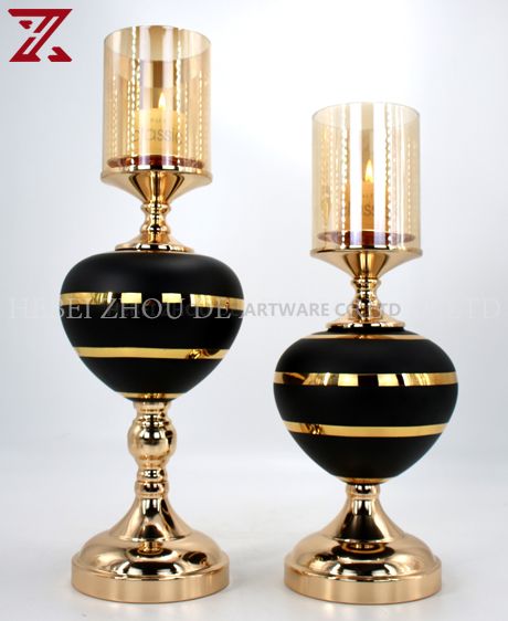 Wholesale custom glass metal candle holder for home decor candlestick