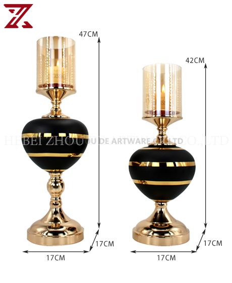 Wholesale custom glass metal candle holder for home decor candlestick