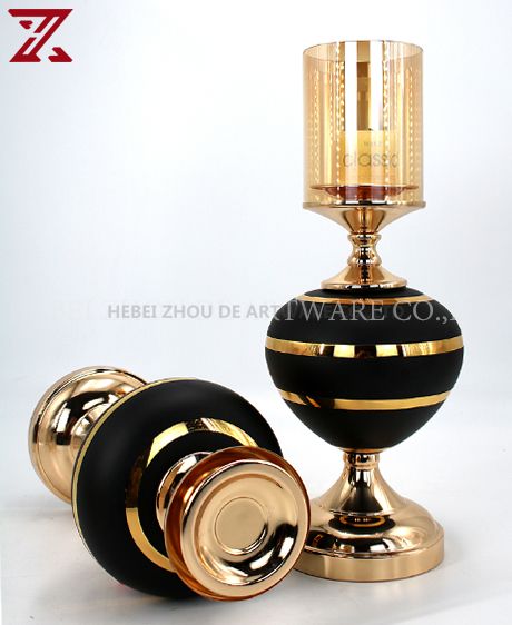 Wholesale custom glass metal candle holder for home decor candlestick