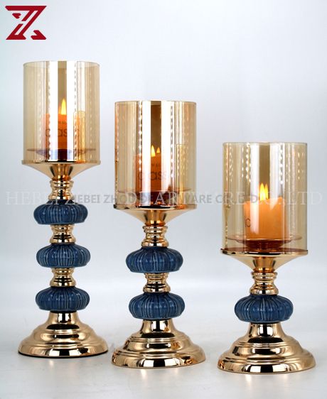 High quality modern metal ceramic gold candle holder for home decor