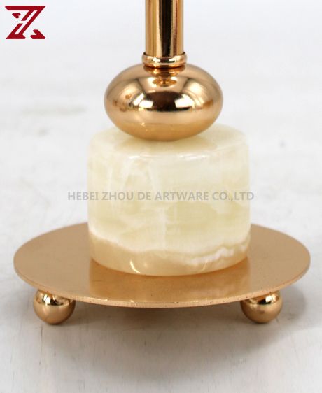 jade and metal candle holder for home decoration 90707