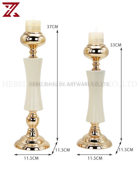  WHITE CERAMIC AND METAL CANDLE HOLDER 90501