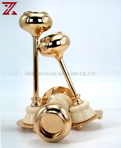  HIGH QUALITY WHITE CERAMIC AND METAL CANDLE HOLDER 90505