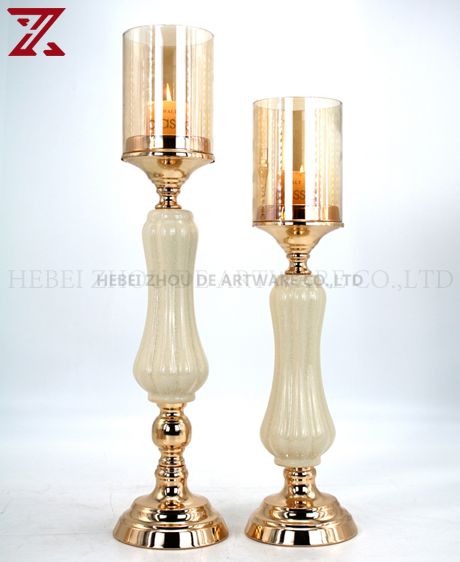WHITE CERAMIC AND METAL CANDLESTICK MADE IN CHINA 90508