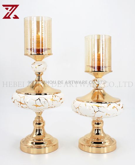 CERAMIC AND METAL CANDLE HOLDER 90908