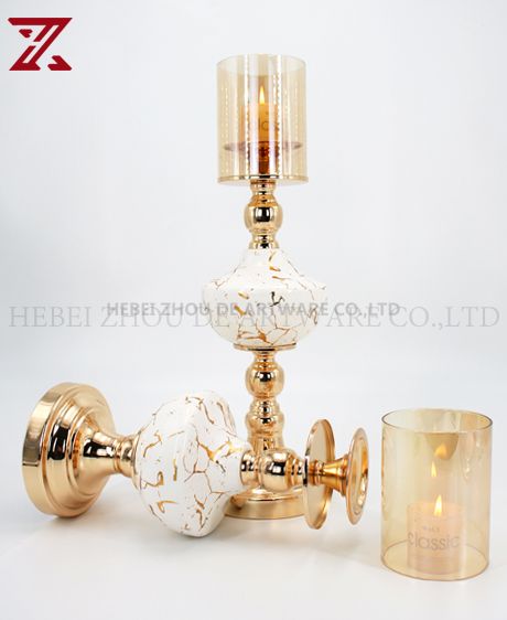 CERAMIC AND METAL CANDLE HOLDER 90909