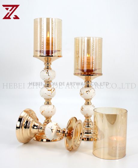 CERAMIC AND METAL CANDLE HOLDER 90911