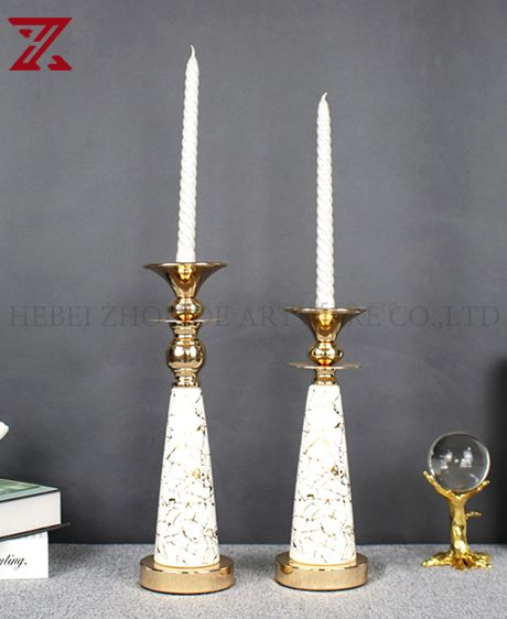 CERAMIC AND METAL CANDLE HOLDER 90913