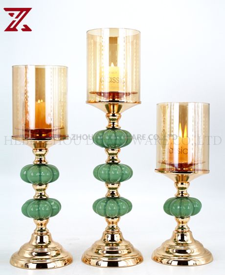 CERAMIC AND METAL CANDLE HOLDER 90522