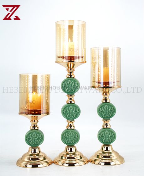 CERAMIC AND METAL CANDLE HOLDER 90525