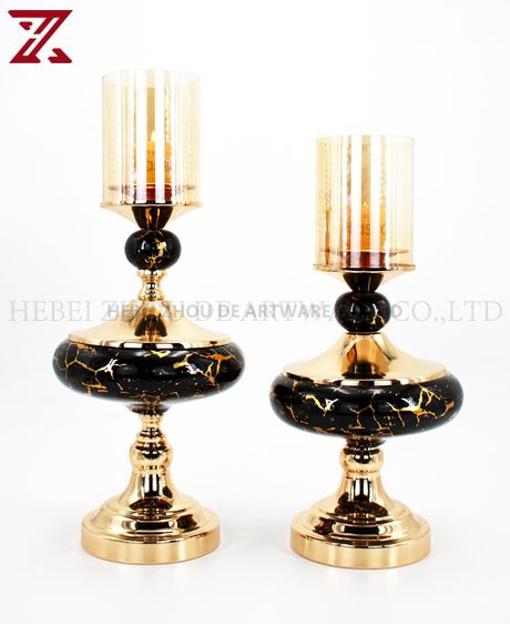 CERAMIC AND METAL CANDLE HOLDER 91108