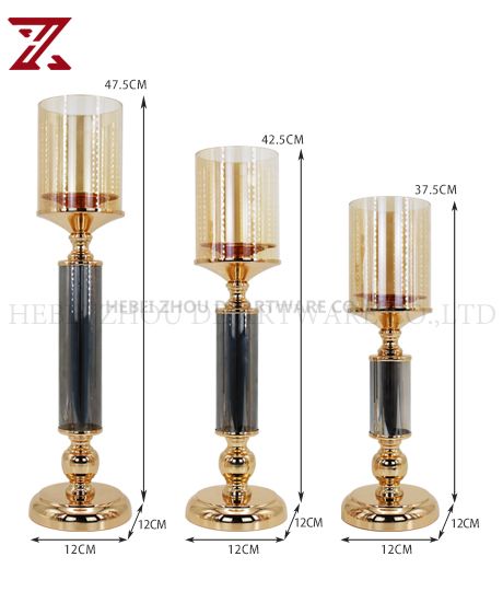 Black with gold metal candle holder iron candlestick 89609