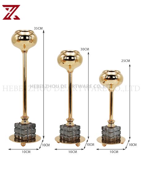 european style pillar Gold Metal Candle Holder 89613