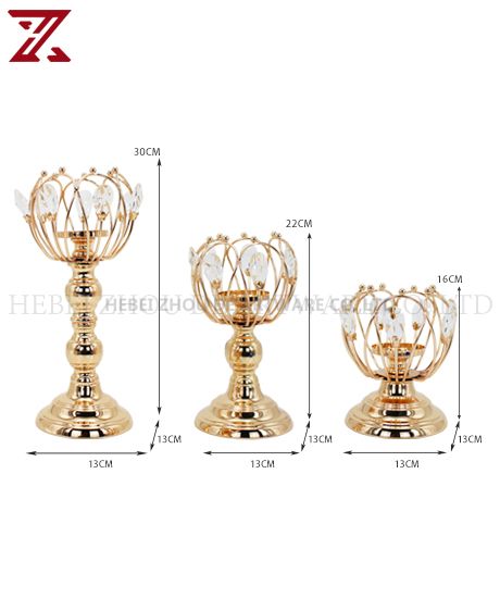 New design gold crystal Unique candle holder 89918