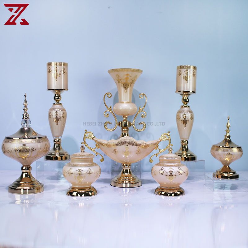 Factory directly glass candelabra crystal candy jar with lid wedding vase for table decorations