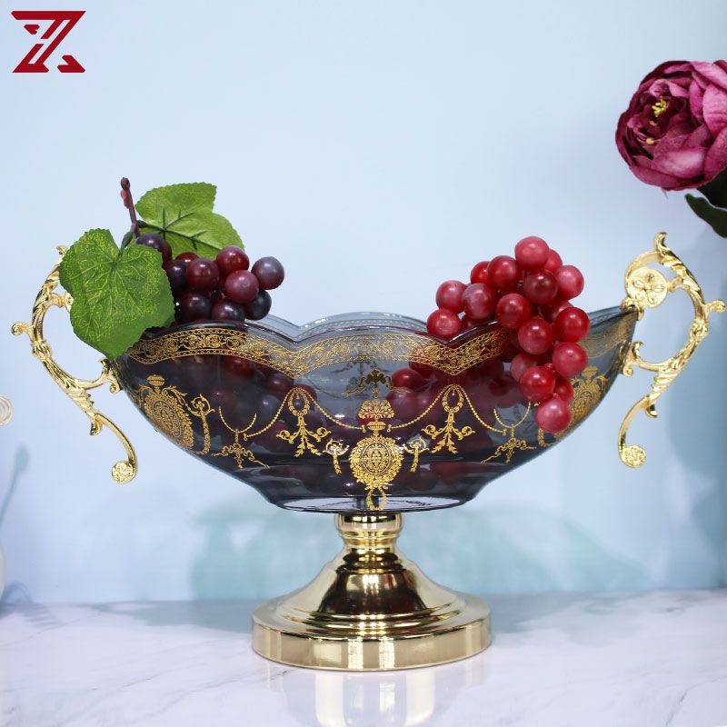 Luxury glass sets of 8 smoke gray candle holders vase fruit bowl living room accessories for home decorative