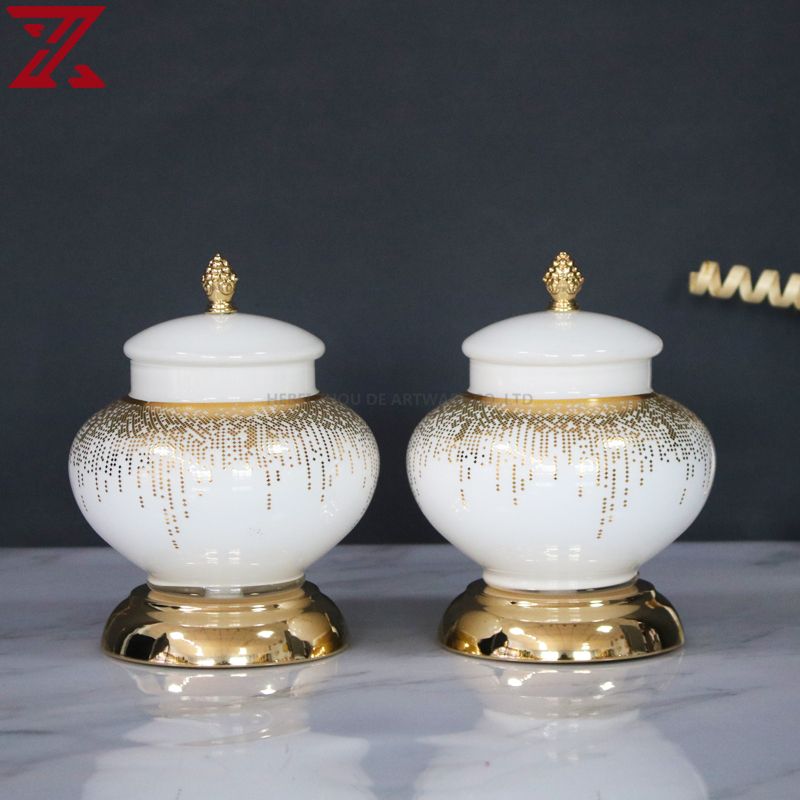 white glass with golden decal candle holder glass pot flower vase fruit bowl glass home decor set