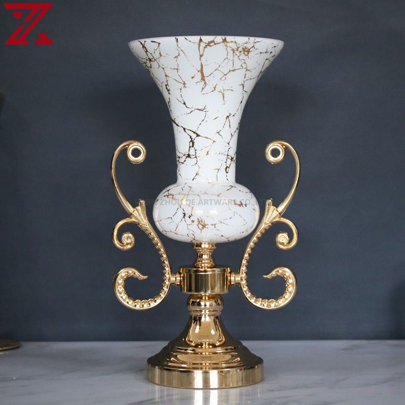 glass set white marble decal glass material candlestick glass pot set for home decoration