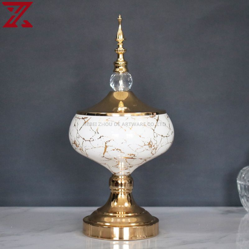 glass set white marble decal glass material candlestick glass pot set for home decoration