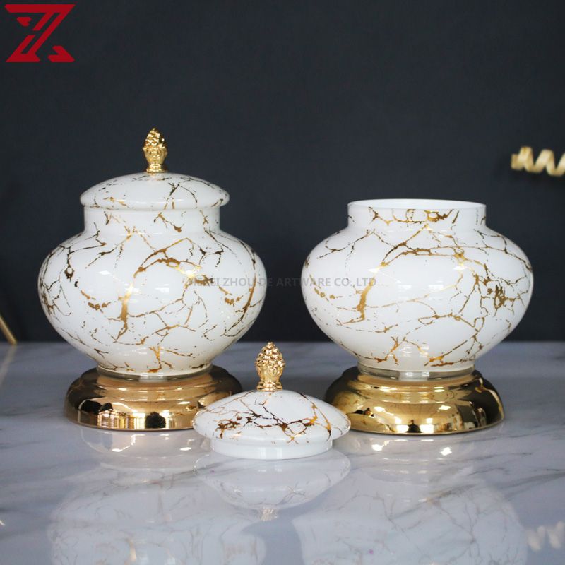 glass set white marble decal glass material candlestick glass pot set for home decoration