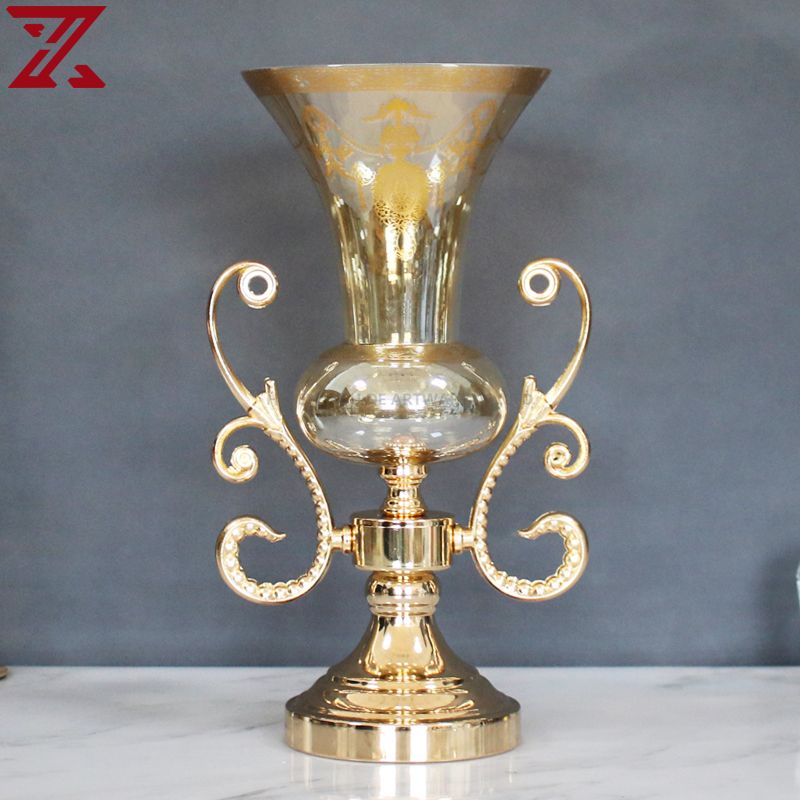 7 pcs set gold transparent plating craft glass candlestick ornaments fruit bowl vase set for household items display