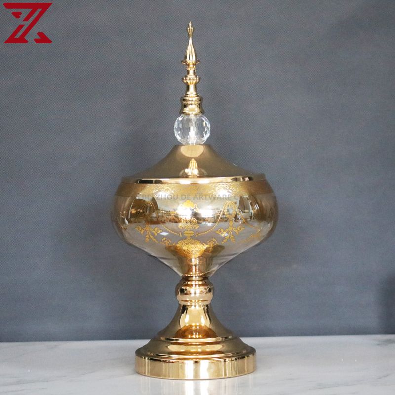 7 pcs set gold transparent plating craft glass candlestick ornaments fruit bowl vase set for household items display