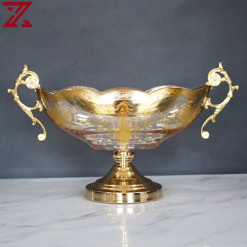 7 pcs set gold transparent plating craft glass candlestick ornaments fruit bowl vase set for household items display