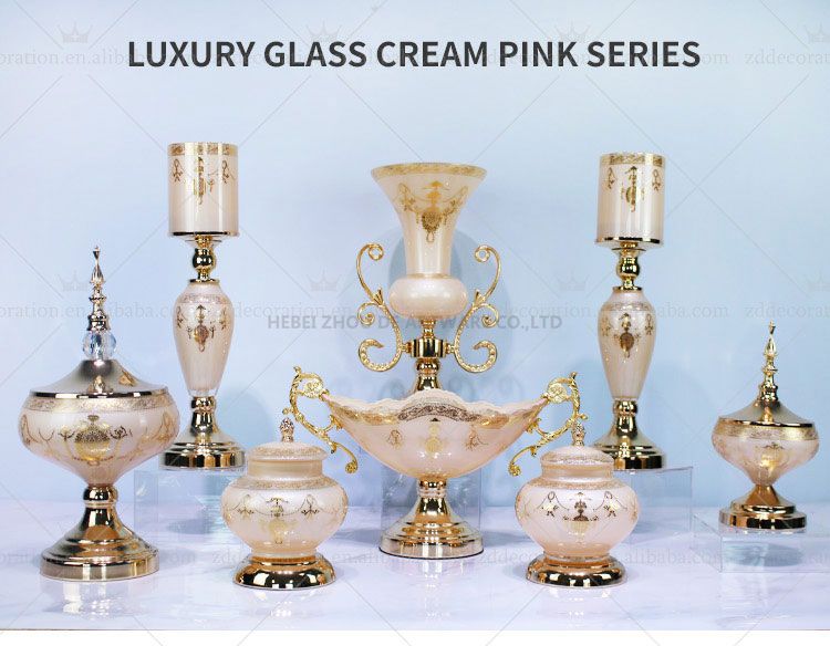 Factory directly glass candelabra crystal candy jar with lid wedding vase for table decorations